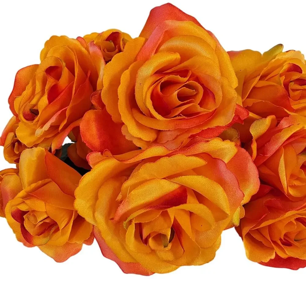 Orange Coral Silk Rose Flower Bushes 24 Roses 4